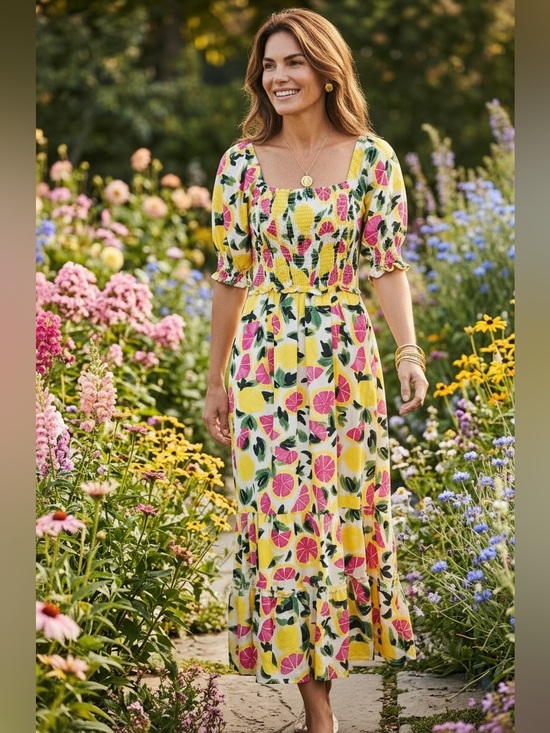 Steve Madden Dresses & Skirts - Steve Madden Yellow Floral Maxi Dress with Pink and Green Accents, Size XS